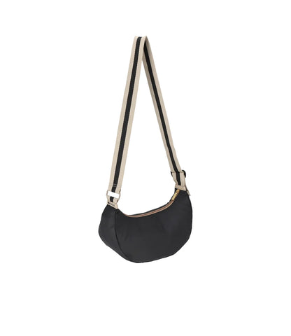 Medium Hammock Adjustable Bag Black/Black & Beige Webbing