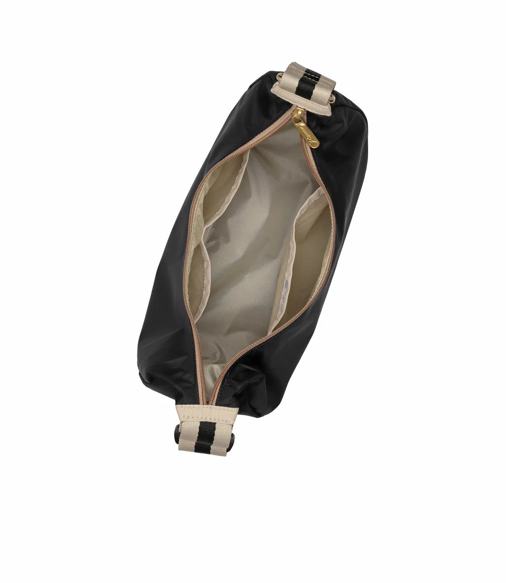 Medium Hammock Adjustable Bag Black/Black & Beige Webbing