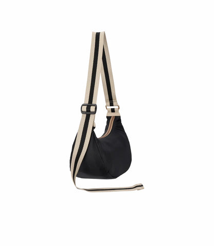 Medium Hammock Adjustable Bag Black/Black & Beige Webbing