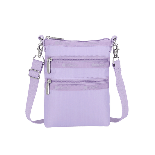 Lavender 3 Zip Crossbody Bag