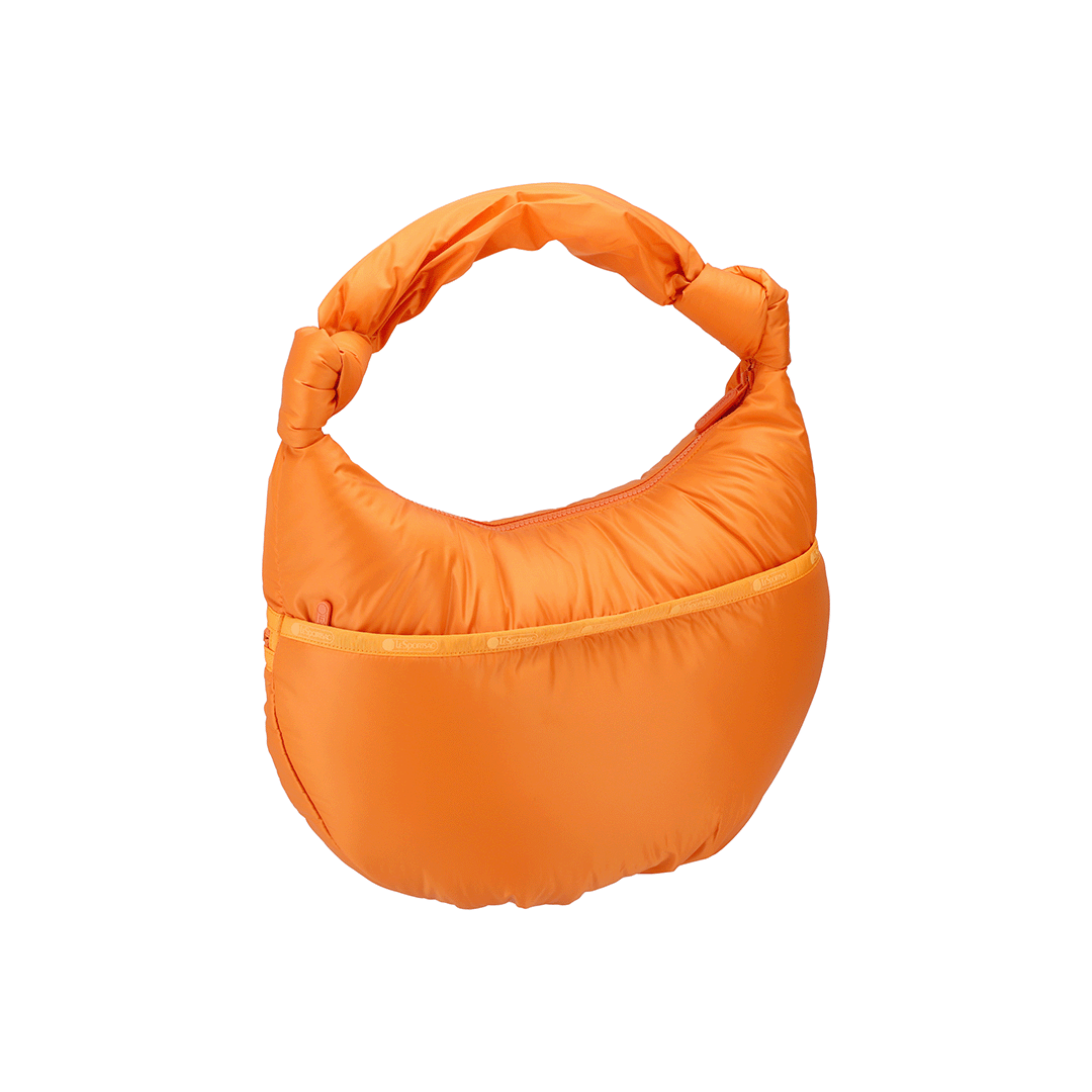 Orange Harvest Sheen Zip Hobo Bag