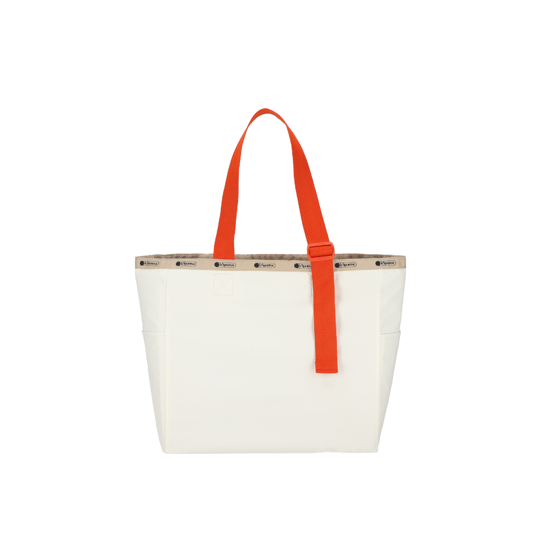 Large Handle Adjustable Tote Meringue/Mandarin Webbing