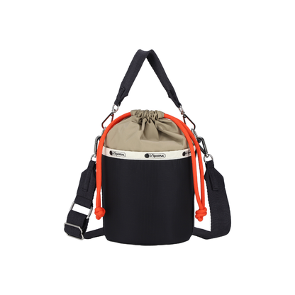 Small Drawstring Bucket Deep Sea Beige/Mandarin Cord