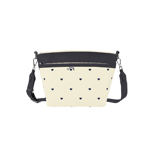 Navy Swiss Heart Small Bucket Crossbody Bag