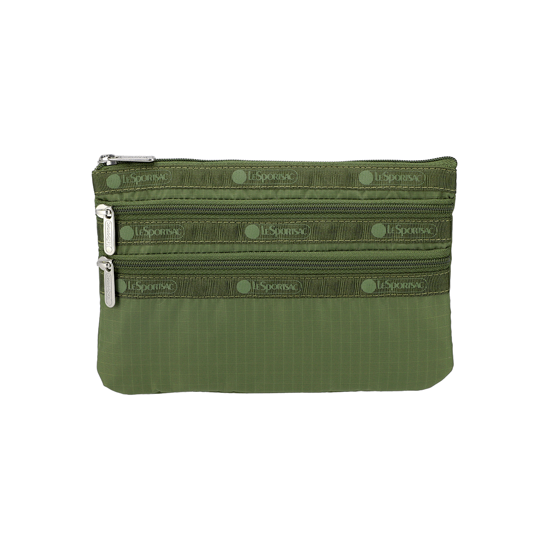 Olive 3 Zip Cosmetic Pouch