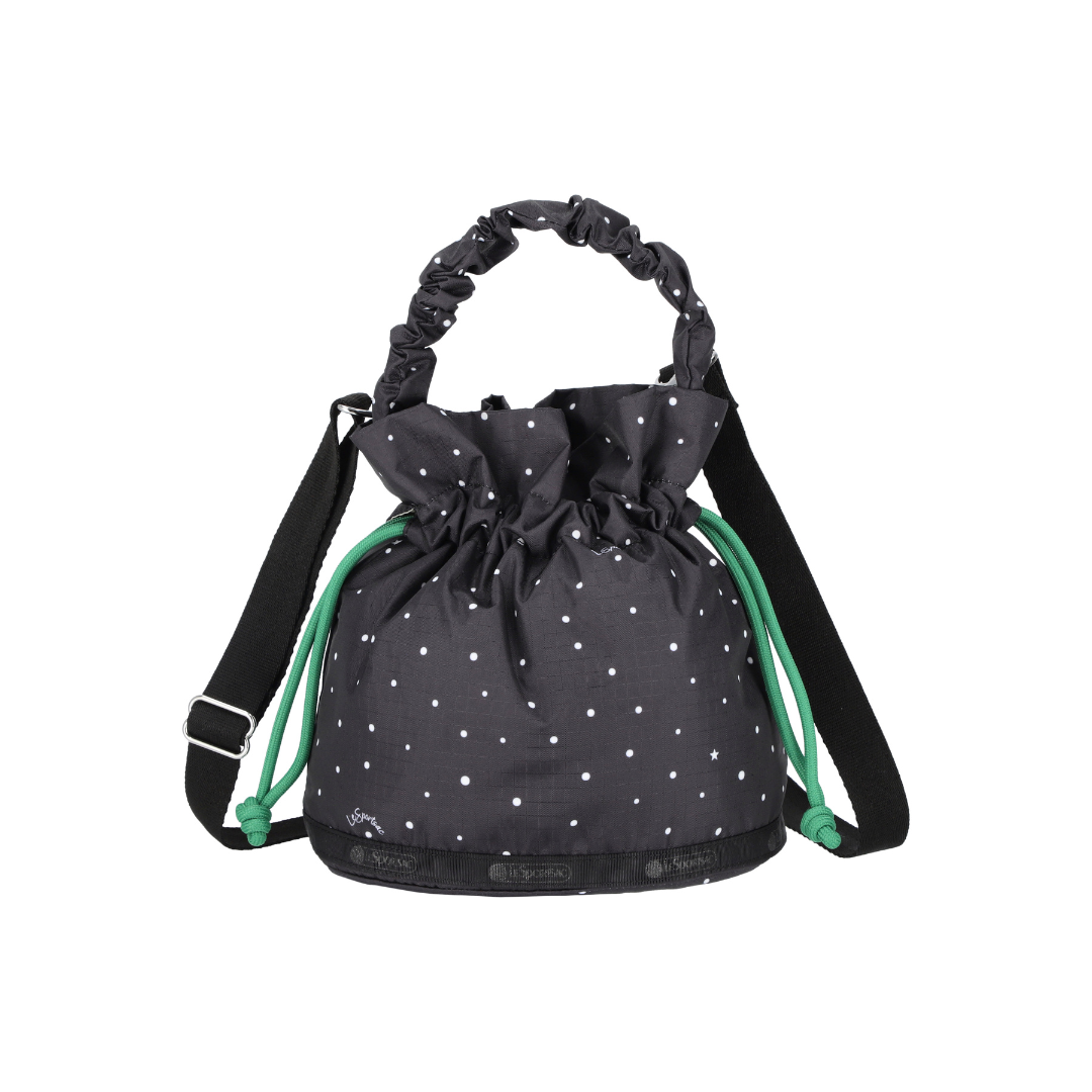 Gather Handle Drawstring Crossbody Bliss Dot/Green Cord