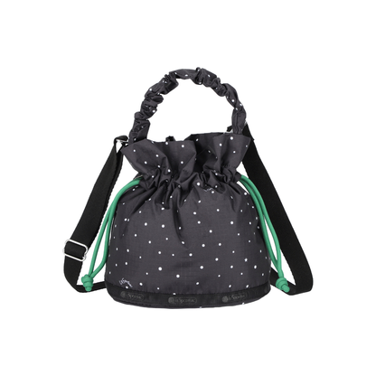 Gather Handle Drawstring Crossbody Bliss Dot/Green Cord
