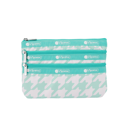 Willow Check 3-Zip Cosmetic Pouch