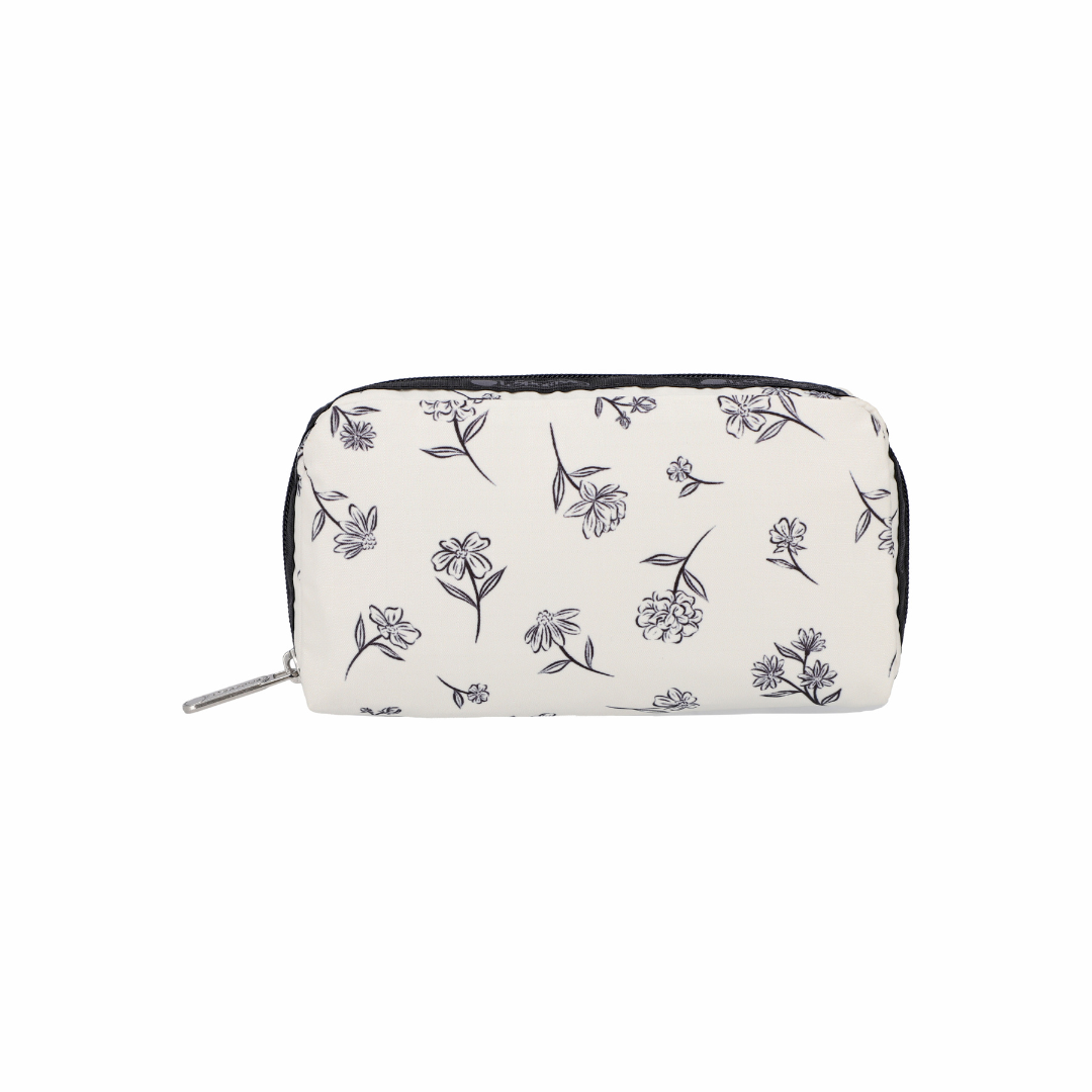 Rectangular Cosmetic Ink Sketched Floral Ivory