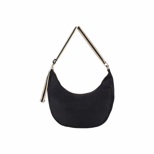 Large Hammock Adjustable Bag Black/Black Beige Webbing