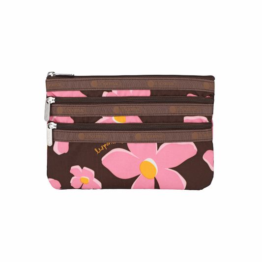3-Zip Cosmetic Autumn Blooms Plum
