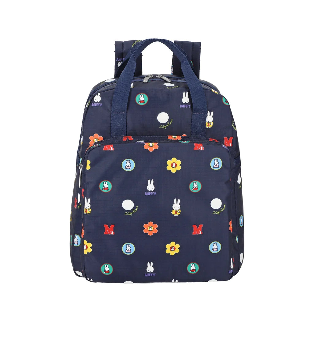 Lesportsac x Miffy Medium E/W Backpack Miffy Navy Polka Dot Acc