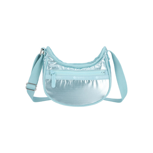 Mini Hobo Crossbody Aqua Blue Shine