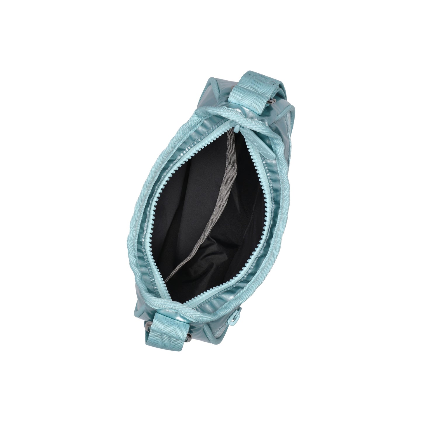 Mini Hobo Crossbody Aqua Blue Shine