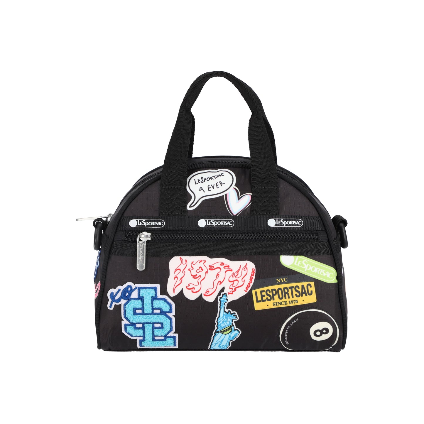 Round Small Satchel Patchwork Black