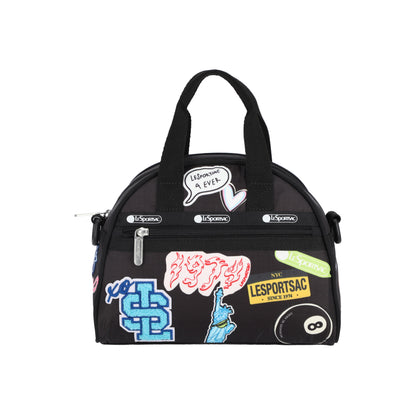 Round Small Satchel Patchwork Black