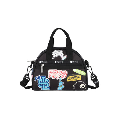 Round Small Satchel Patchwork Black