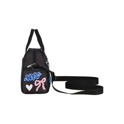 Round Small Satchel Patchwork Black