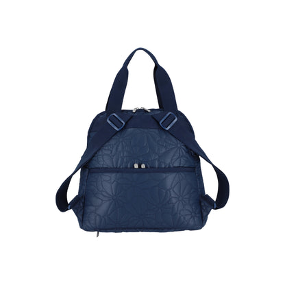 Double Trouble Backpack Navy Quilted Blooms