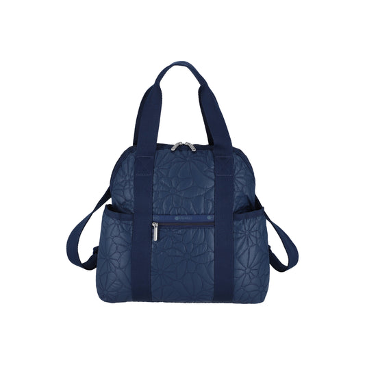 Double Trouble Backpack Navy Quilted Blooms