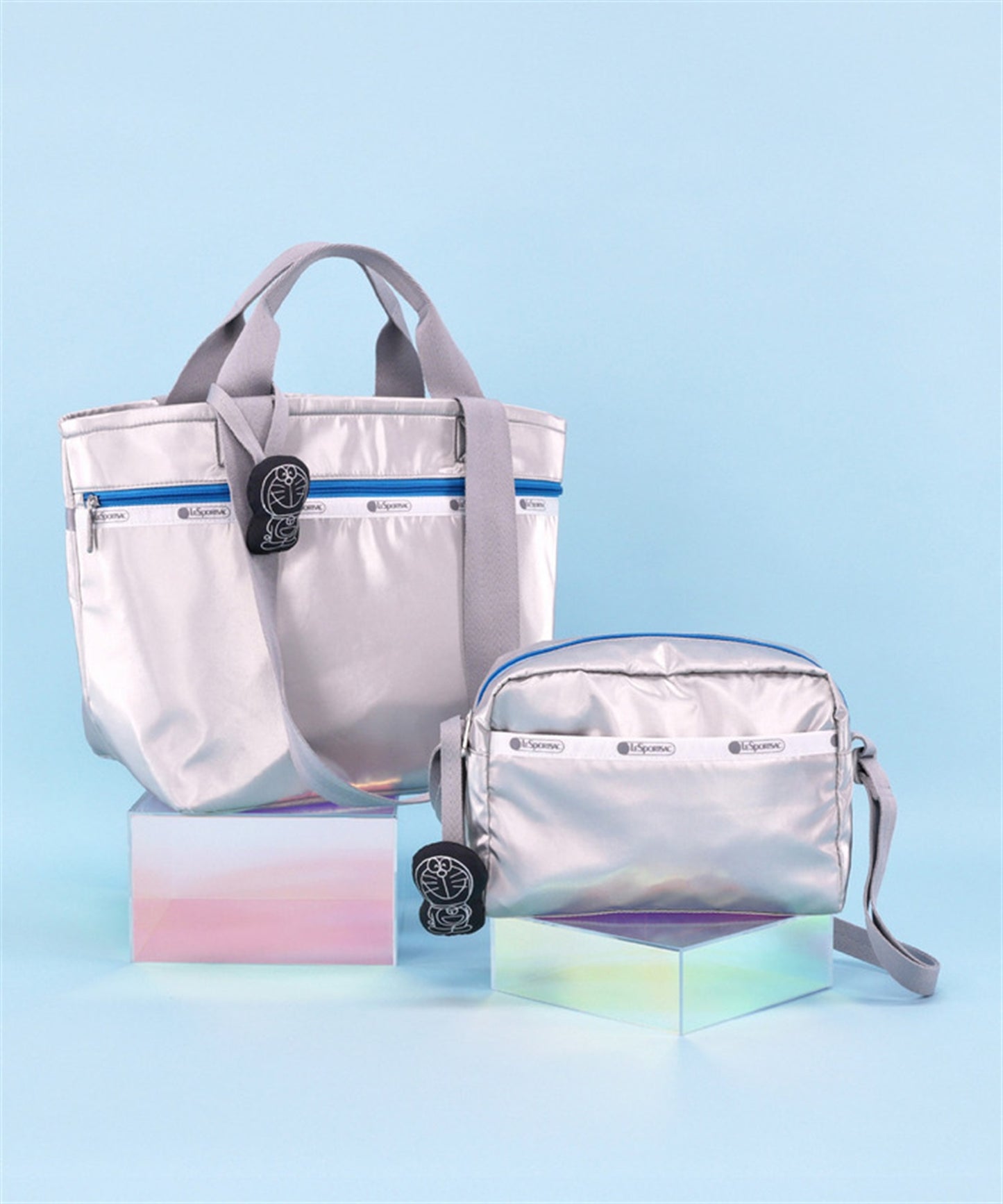 LeSportsac x Doraemon Two Handle Zip Tote Doraemon Silver Shine