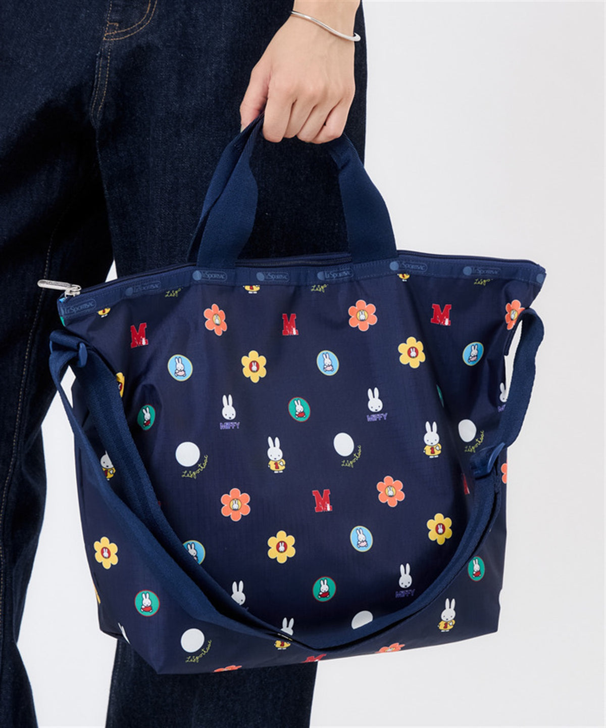 Lesportsac x Miffy Deluxe Easy Carry Tote Miffy Navy Polka Dot Acc
