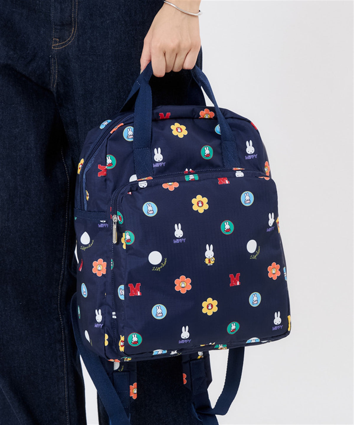 Lesportsac x Miffy Medium E/W Backpack Miffy Navy Polka Dot Acc