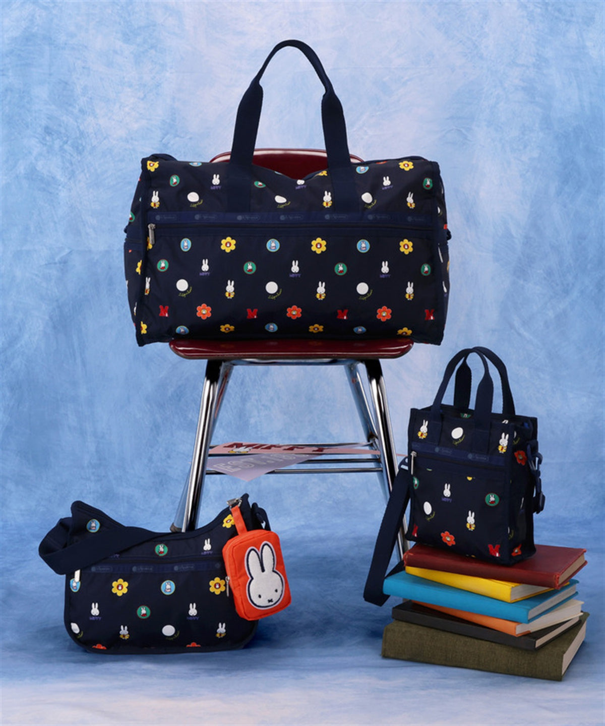 Lesportsac x Miffy Deluxe Large Weekender Miffy Navy Polka Dot Acc