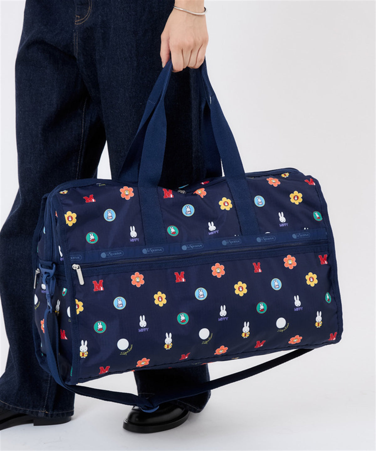 Lesportsac x Miffy Deluxe Large Weekender Miffy Navy Polka Dot Acc