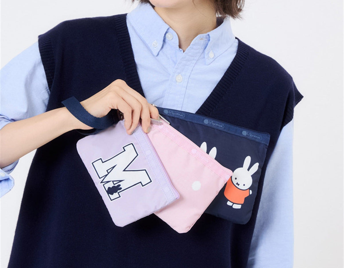 Lesportsac x Miffy Wristlet Pouch Set Team Miffy Navy/Pnk/Lilac