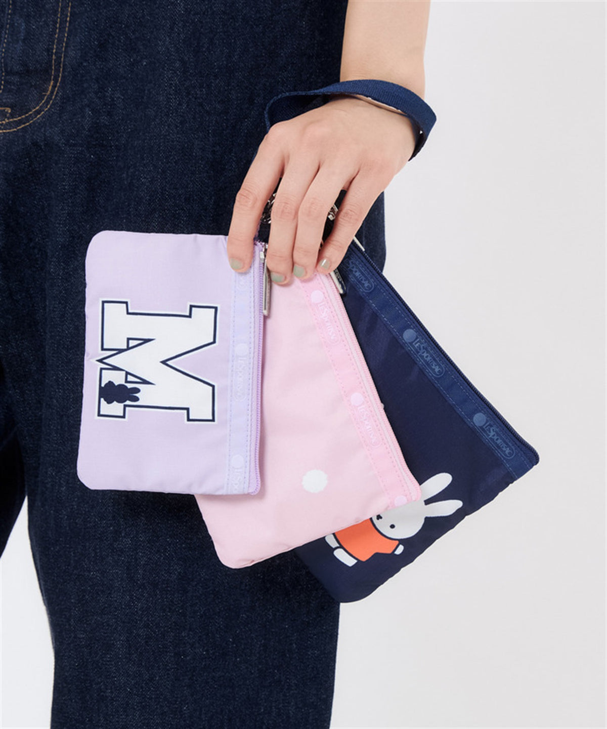 Lesportsac x Miffy Wristlet Pouch Set Team Miffy Navy/Pnk/Lilac