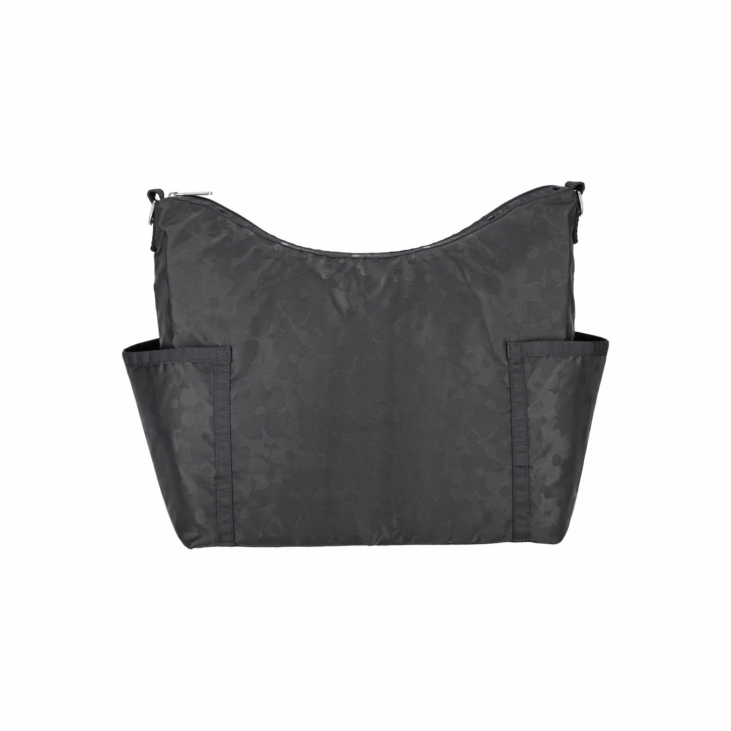 Zip Bucket Shoulder Black Floral Jacquard