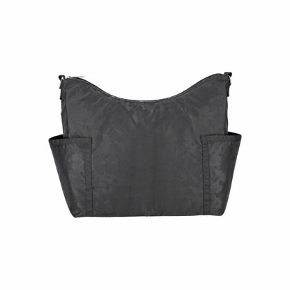 Zip Bucket Shoulder Black Floral Jacquard