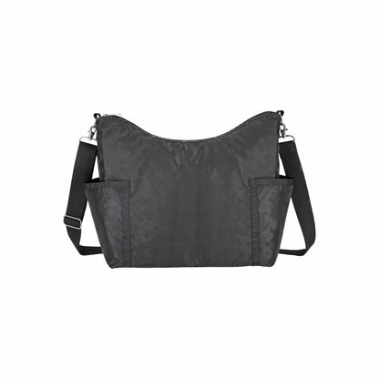 Zip Bucket Shoulder Black Floral Jacquard