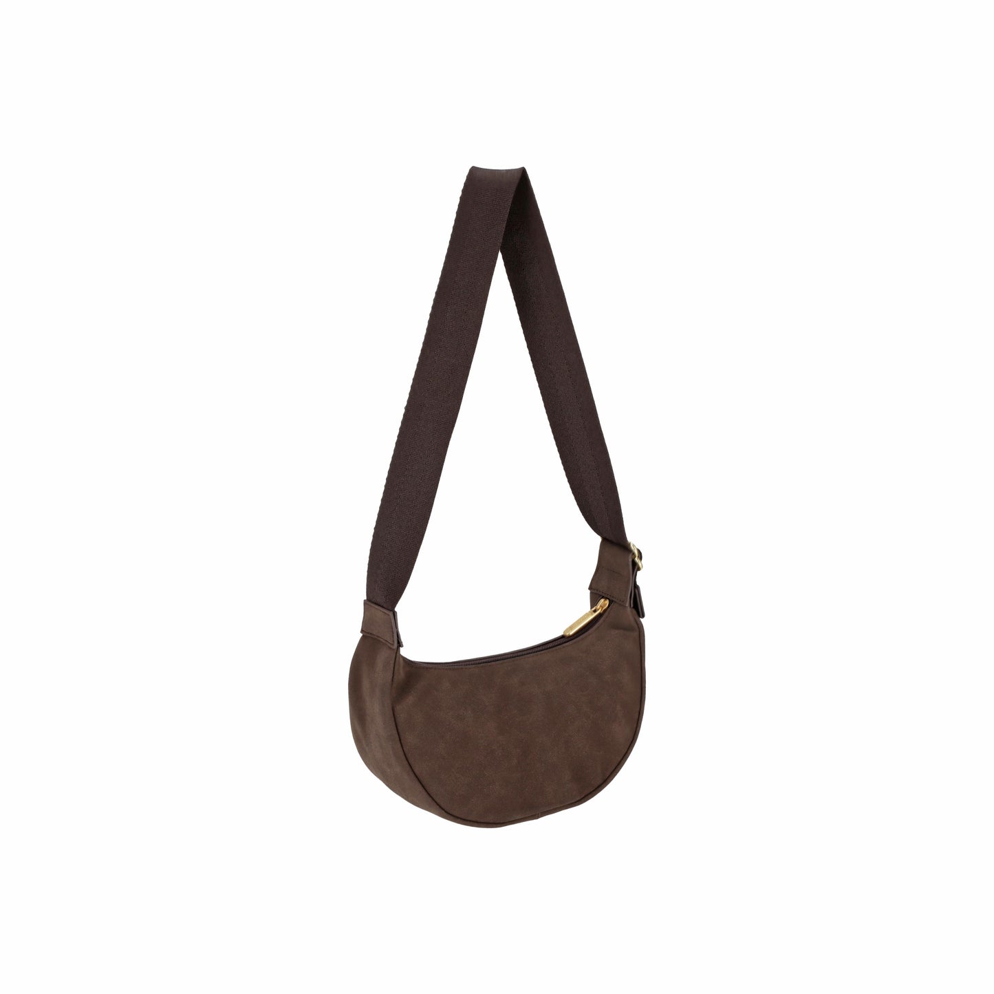 Small Suede Zip Hobo Dark Chocolate Suede