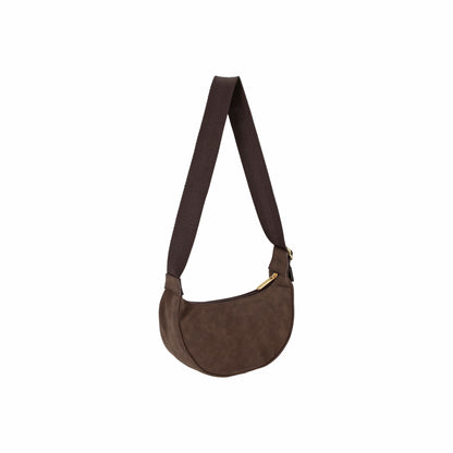 Small Suede Zip Hobo Dark Chocolate Suede