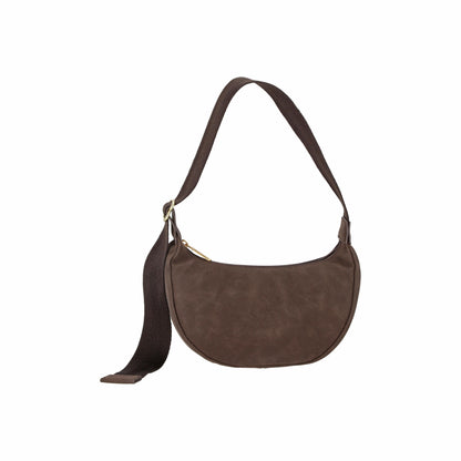 Small Suede Zip Hobo Dark Chocolate Suede