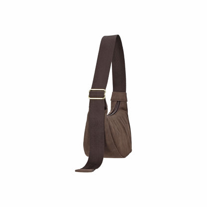 Small Suede Zip Hobo Dark Chocolate Suede