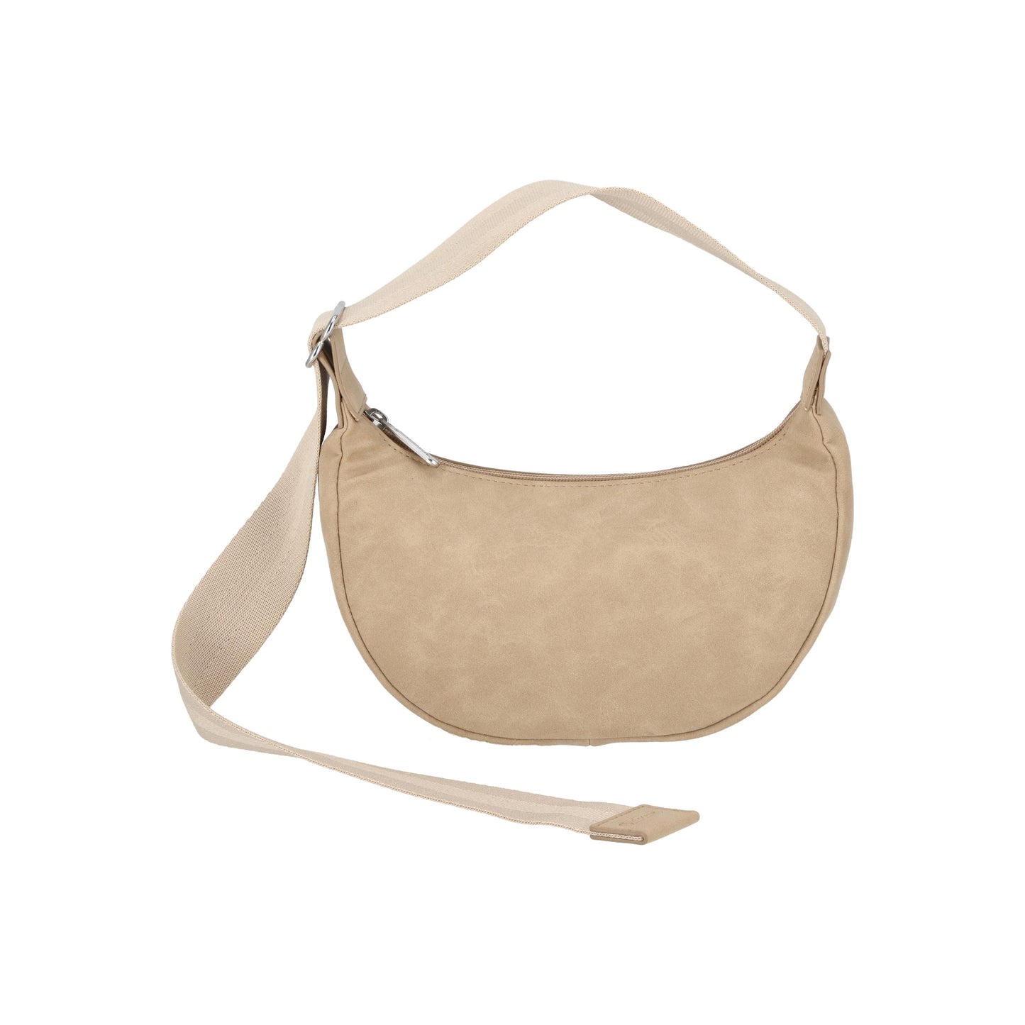 Small Suede Zip Hobo Sandstone Suede