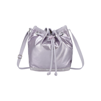 Micro Drawstring Bag Silver Lilac Shine