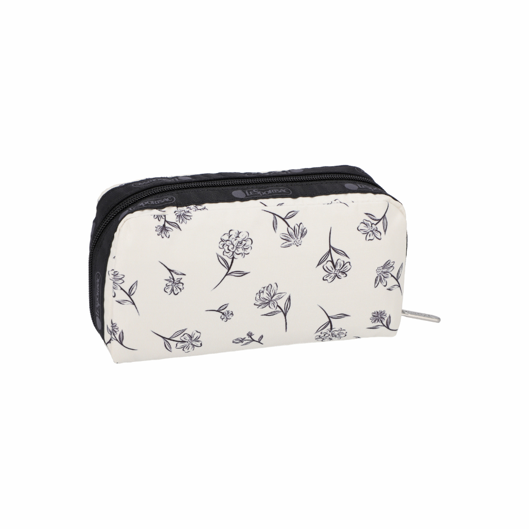 Rectangular Cosmetic Ink Sketched Floral Ivory