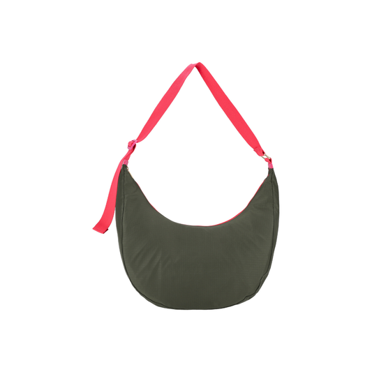 Large Hammock Adjustable Bag Avocado/Beige Pink Webbing