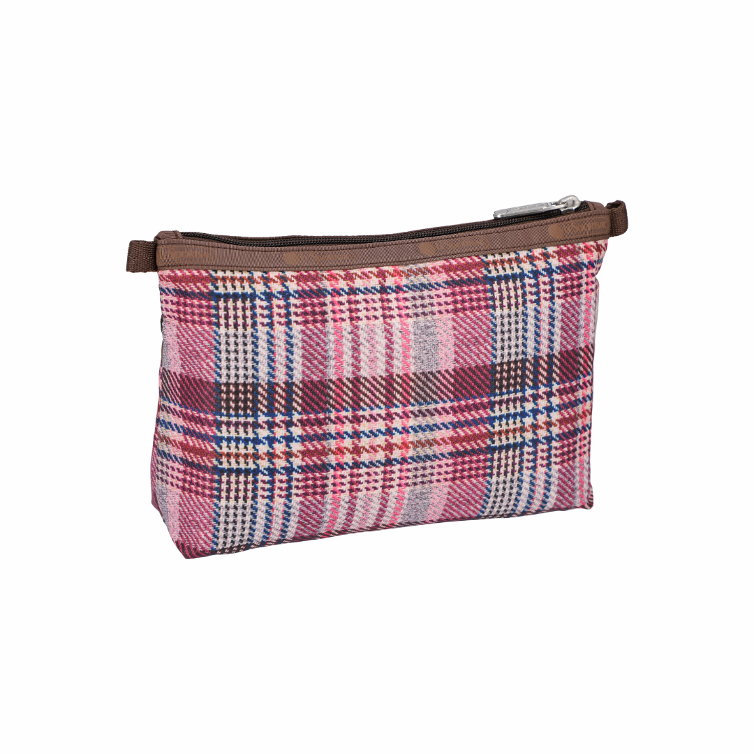 Cosmetic Clutch Pink Rosewood Plaid