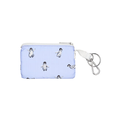 Zip Card Holder Petite Penguins White
