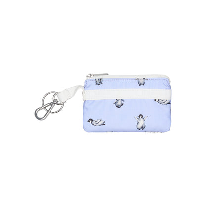 Zip Card Holder Petite Penguins White