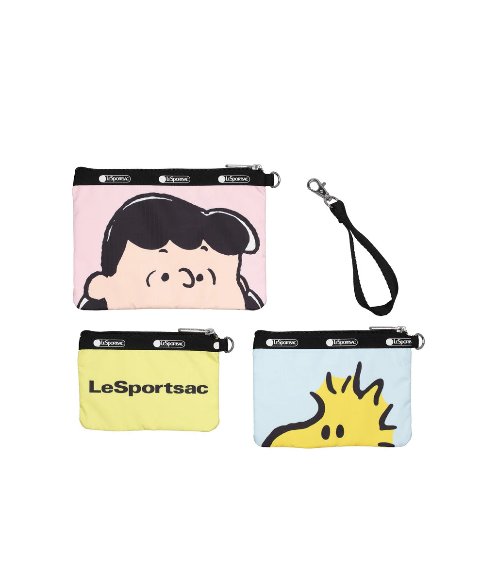 LeSportsac x Peanuts Wristlet Pouch Set Peanuts Pals