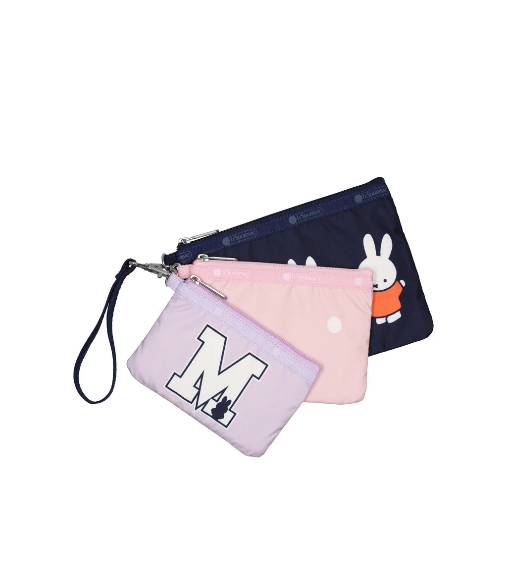 Lesportsac x Miffy Wristlet Pouch Set Team Miffy Navy/Pnk/Lilac