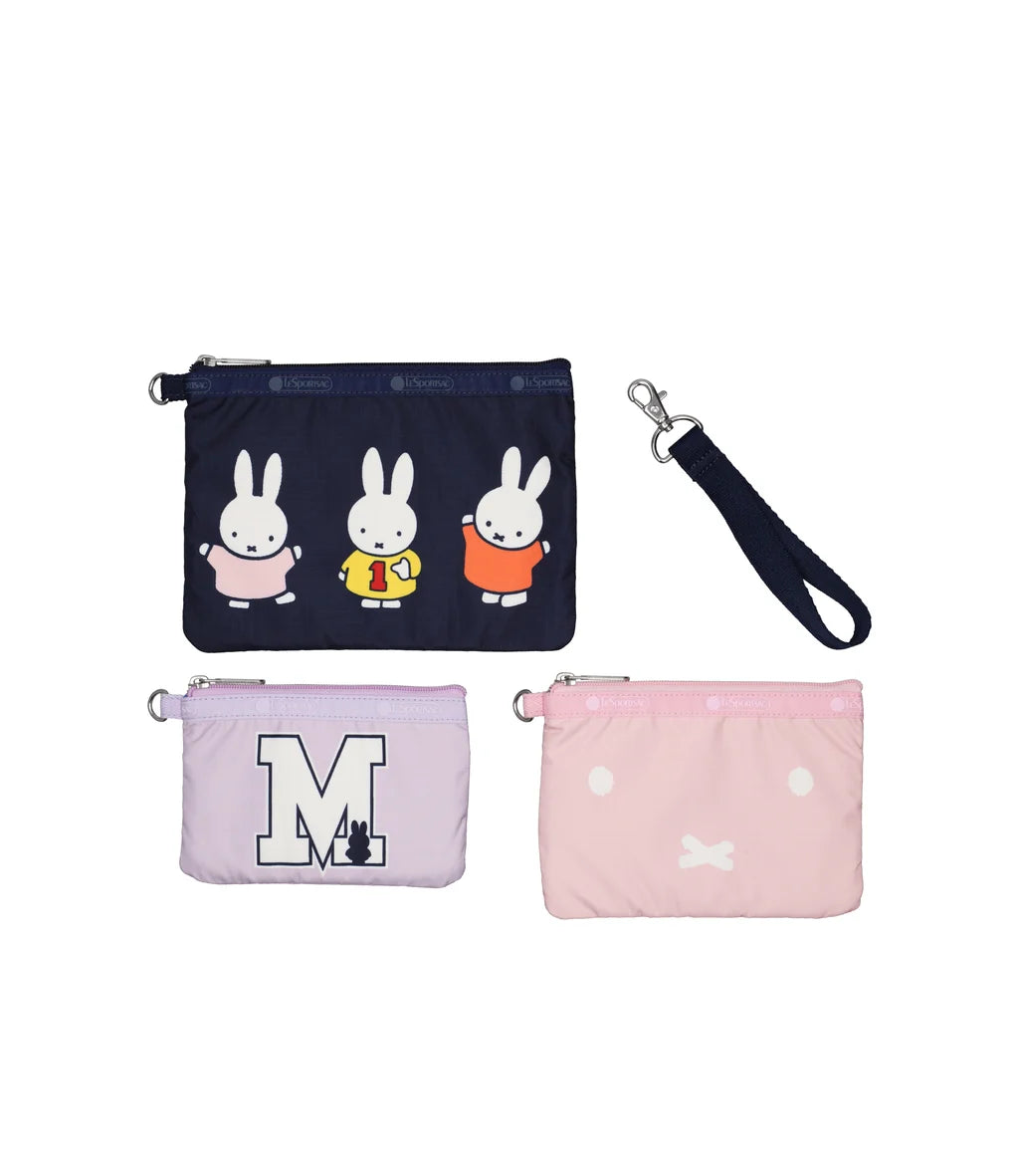 Lesportsac x Miffy Wristlet Pouch Set Team Miffy Navy/Pnk/Lilac