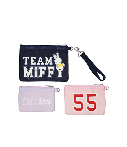 Lesportsac x Miffy Wristlet Pouch Set Team Miffy Navy/Pnk/Lilac
