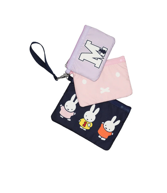 Lesportsac x Miffy Wristlet Pouch Set Team Miffy Navy/Pnk/Lilac